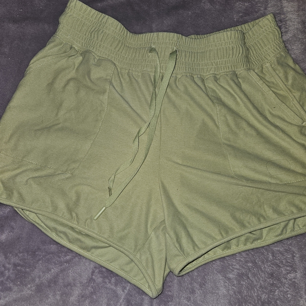 Green work out shorts